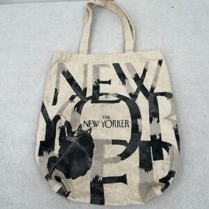 The New Yorker Canvas Tote Bag Monster Graphic Cream Black Reusable Shopper